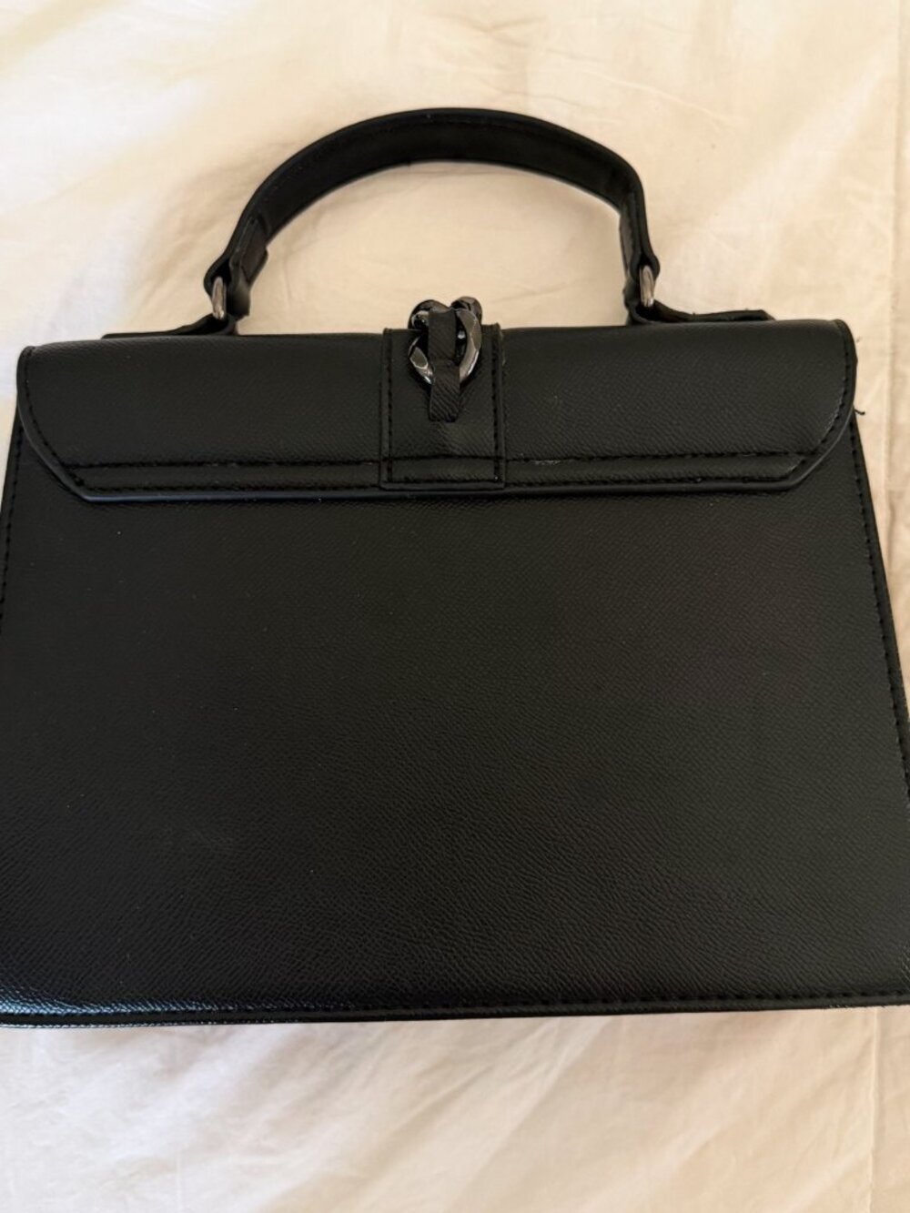 Badgley Mischka Black Studded Top Handle Satchel Chain Detail Bag - Picture 5 of 9